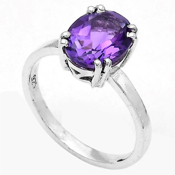 Beautiful African amethyst silver ring 8 - Picture 2 of 3